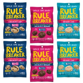 Rule Breaker Snacks Vegan Gluten Free | Variety Pack Blondie Brownie Bites | Plant-Based, Dairy, Nut, Soy, Allergen Free, Kosher | Soft-Baked School Snacks Cookies for Kids and Adults (Pack of 6)