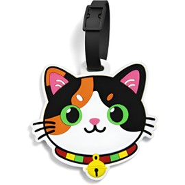 Lindas etiquetas de equipaje de gato de dibujos animados para maletas, etiquetas de silicona para bolsa de viaje para adultos y adolescentes, identificador de equipaje de animal 3D duradero para