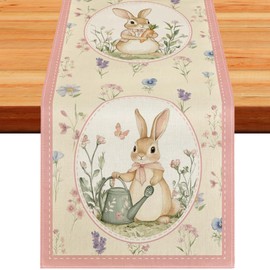 Tischläufer Ostern, Tischdecke Ostern Hase, 33 x 183 cm Oster Tischläufer Deko, Tischdecke Osterns, Frühlingshafte Küchentischdeko für die Osterparty Dekoration/B