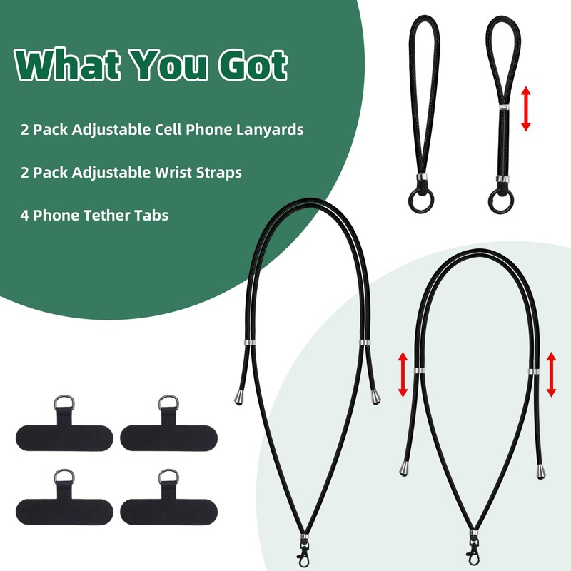 SEVENKA 2 Adjustable Cell Phone Lanyards, Universal Crossbody Neck Straps