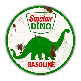 Reproduction Vintage Gasoline/Motor Oil Signs, Round 12" Diam, Retro Metal Signs for Garage Man Cave Bar