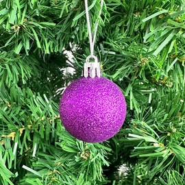 36PCS 3CM Christmas Baubles Christmas Balls Christmas Tree Decorations Mini Shatterproof Christmas Balls Hanging Ornaments for Home Xmas Party, Purple