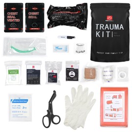 Trauma Kit, Compact IFAK Tactical Emergency Medical First Aid Kits Refill Supplies Survival Hemostatic Combat Wound Care Dressing Pack with 6”Israeli Bandage, Chest Seal for Military, 18pcs
