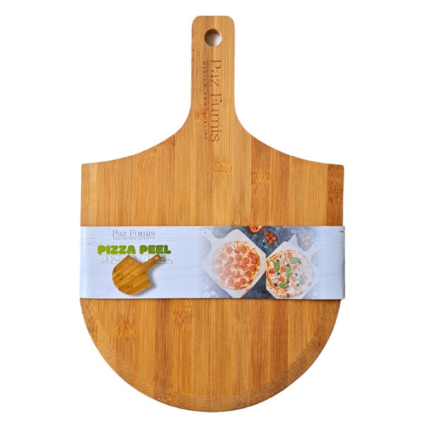 Paz Fumis PREMIUM Wood Pizza Peel 18x12 inch, Easy Glide, Non Stick Surface,GOURMET Wood Pizza Peel, Homemade Pizza