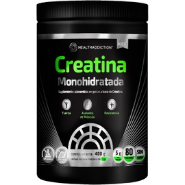 HEALTHADDICTION - Creatina Monohidratada en Polvo - Alta Pureza En Polvo Sin Sabor - 5g por Porción - 80 Servicios - Preworkout Pre Entrenamiento - Sin sabor - 400g