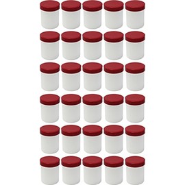 30 Ointment Jar Containers Cream/Ointment Kruke, 60ml Capacity with Red Lids – Made in Germany
