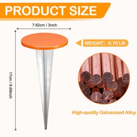 8 Pack Permanent Property Line Markers 7x3 Inch Galvanized Alloy Boundary Markers Heavy Duty Garden Stake for Property Land Survey Stakes for Home Depot Septic Tank Yard Paver Ground Landscape, Orange