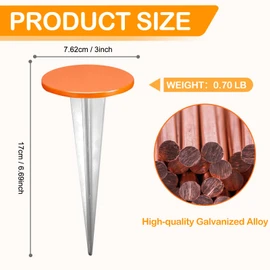 8 Pack Permanent Property Line Markers 7x3 Inch Galvanized Alloy Boundary Markers Heavy Duty Garden Stake for Property Land Survey Stakes for Home Depot Septic Tank Yard Paver Ground Landscape, Orange