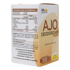 Ajo Deodorizado 100 Capsulas .5g C/u Suplemento Alimenticio Sabor Sin Sabor