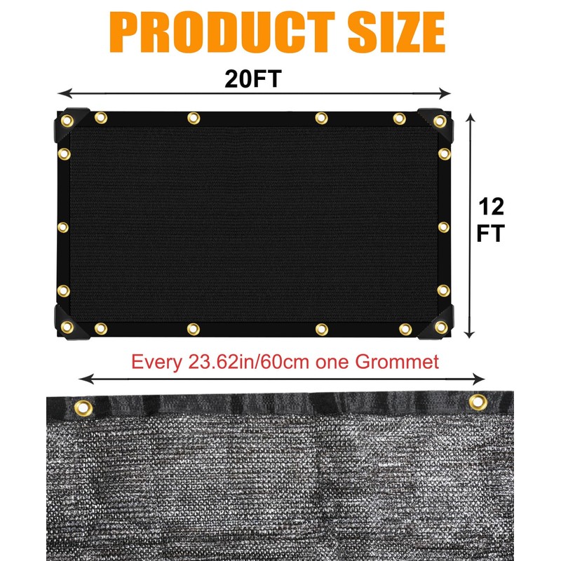 e.share 40% Black Shade Cloth for Garden - 12 Ft