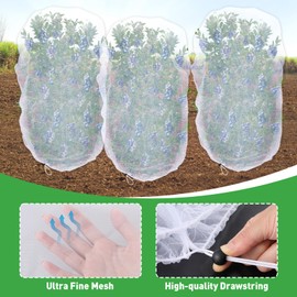4 Pack Insect Bird Netting Cover - 4.6x6FT Blueberry Bushes Netting Plant Covers with Drawstring, Fine Mesh Net for Protecting Lemon Orange Large Plants from Insect Bird Barrier Squirrel Deer