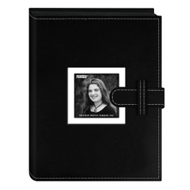 Pioneer Photo Albums 24 Pocket Sewn Leatherette Frame Cover Album with Strap Closure for 4 by 6-Inch Prints, Black
