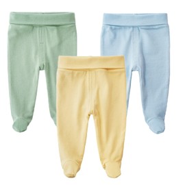 Teach Leanbh Infant Baby 3 Pack Footed Pants Cotton High Waist Casual Leggings (as1, Age, 18_Months, D)