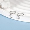 SILBERTALE Moon Dangle Hoop Earrings 925 Sterling Silver Cubic Zirconia