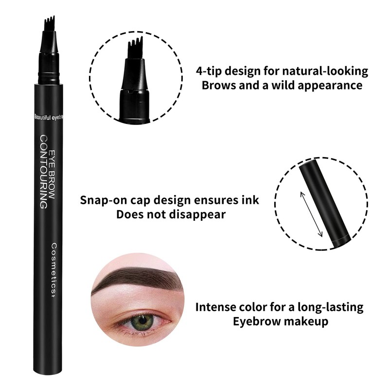 Boobeen Eyebrow Pen Waterproof Liquid Eyebrow Pencil, Microblading Eyebrow Pen