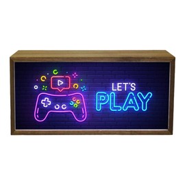 Light Box Kids Let's Play | Illuminated Neon Effect Light Up LED Room Sign | Play Room Game Room Fun Bright Display | Gamer Gift | Portable Lighting