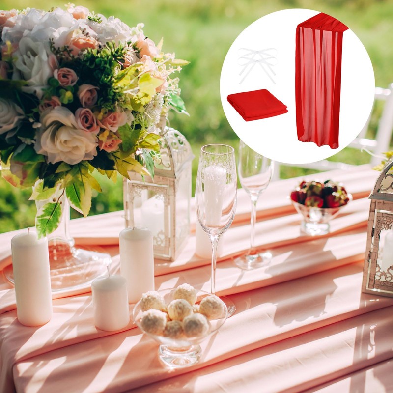 sourcing map 10Ft Chiffon Table Runner, 28 x 120 Inch