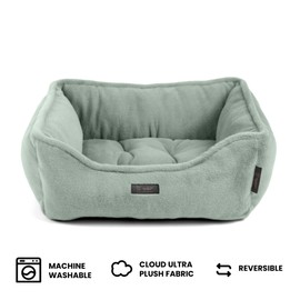 NANDOG Cloud Prive Collection Washable Cat and Dog Bed for Small to Medium Breeds – Made of Ultra Soft Micro Plush Fabric – Reversible Design with Double-Stitched Seams (Green, Prive 25”)