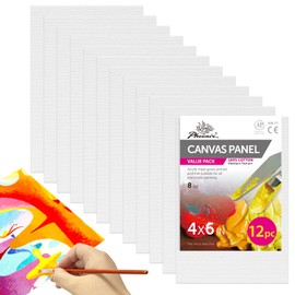 PHOENIX Small Painting Canvas Panels 4x6 Inch, 12 Value Pack - 8 Oz Triple Primed 100% Cotton Acid Free Canvas Boards for Painting, White Blank Flat Canvas Boards for Acrylic, Oil Paints