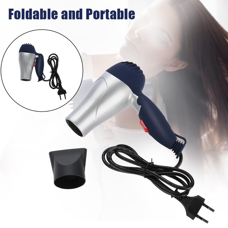 Lightweight Foldable Mini Hair Dryer Portable Adjustable Blow Dryer Silver