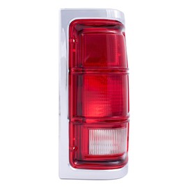 Brock Replacement Set Driver and Passenger Tail Lights Red Trim with Chrome Housing Compatible with 1981-1993 Pickup Truck charger 55054795 55054794