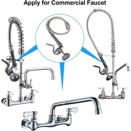 TBER Pre-rinse Hose with Spray Valve, 45” Flexible Stainless Dish Sprayer Hose with Spray Valve Assembly for Commercial Kitchen Sink Faucet (Gray)