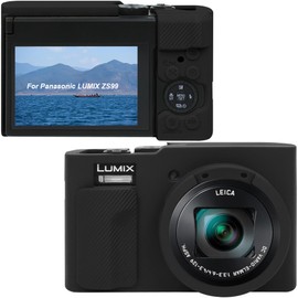Canboc Protective Case for Panasonic LUMIX ZS99 Point and Shoot Camera, ZS99 Soft Silicone Cover with Removable Lens Cover, Black (Case Only)