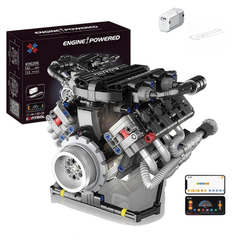 V8 Engine Building Kits That Runs with Motor - 715+Pcs