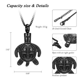 AIWENXI Sea Turtle Cremation Urn Necklace for Ashes Stainless Steel turtle Jewelry Human/Pet Ashes Necklaces Pendant keepsake Memorial Locket for Women Men Gifts