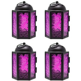 Vela Lanterns - Portavelas pequeños decorativos marroquíes, color rosa, 4 unidades