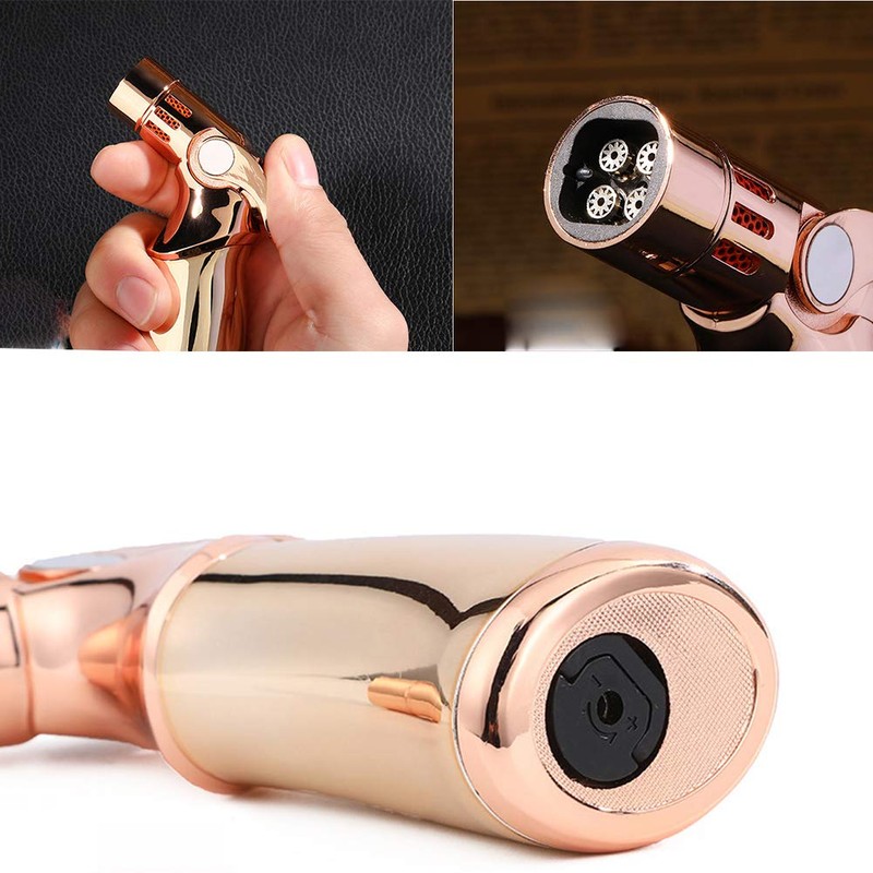 Torch Lighter 4 Jet Flame Refillable Butane Cigar Lighter Adjustable
