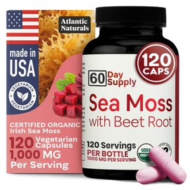 Atlantic Naturals Sea Moss with Beet Root Capsules - Premium Quality Multivitamin Supplement - Sea Moss Superfood to Support Immune Health, Blood Flow, Joint Health & Athletic Performance - 120 ct