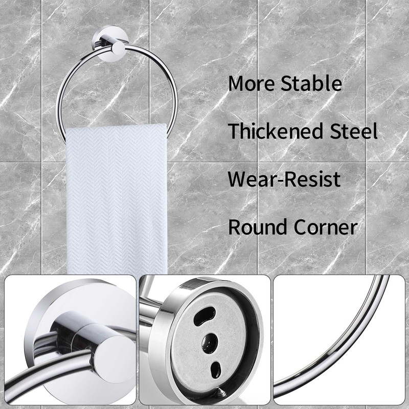 iBathUK Harrow Towel Ring, Stainless Steel Hand Towel Holder, Wall