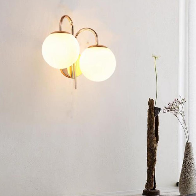 Double Sconce Simple Modern Dual Headed Glass Metal Energy Saving