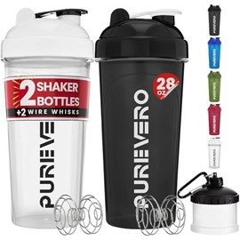 Paquete de 2 Shaker Proteina, 28 onzas Vaso, Con 1 Caja de Almacenamiento de Protenas 2 Bolas Agitadoras, para Fitness y Deportes, A Prueba de Fugas  