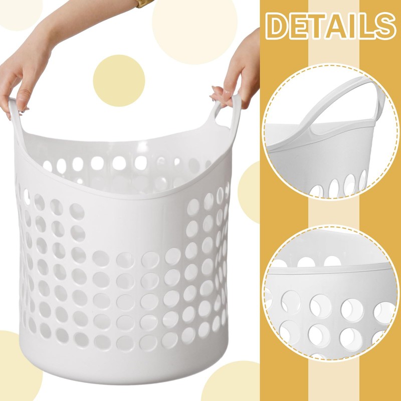 Suclain 3 Pcs Flexible Laundry Basket Set Carry Portable Flexible