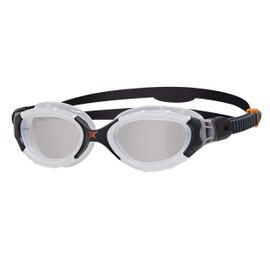 Zoggs Predator Flex Goggles, UV Protection Swim Goggles, Quick Adjust Swim Goggle Straps, Fog Free Adult Swim Goggle Lenses, Zoggs Goggles Adults 3D Flex Ultra Fit, Clear, White/Black, Regular