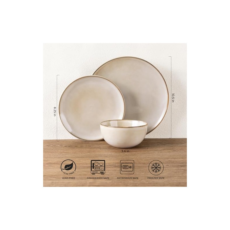 GBHOME Ceramic Dinner Plates Set of 2, 10.5 Inch Large