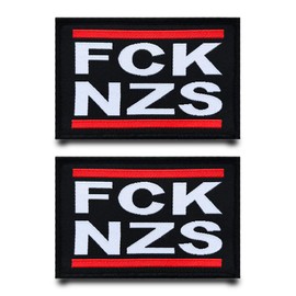 Pack of 2 FCK NZS Funny Patch Removable Patches with Velcro Fastening Tactical Military Flag Patch Appliqué for Bags Jacket Vest Clothing Baseball Cap Backpacks Outdoor