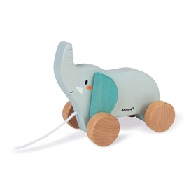 Janod - Walk-Along Wooden Elephant - Pull-Along Toy - Early-Learning and Early Years Toys - Teaches Motor Skills and Imagination - Wwf Partnership - Fsc Certified - from The Age Of 1, J08609, White