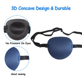 RIKEYO RIKEYO 6pcs Eye Patches,Comfortable Adjustable Medical Eyepatch for Right or Left Eye,Soft Lazy Eye Path for Pirate Costume Black,Blue,Red,Brown,Gray