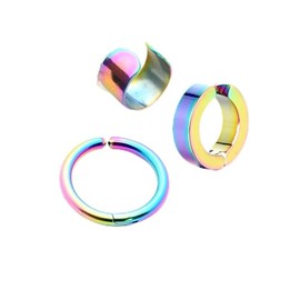 3PCS Clip On Hoop Earrings for Men Women Non-Pierced Helix Cartilage Ear Cuffs Punk Rock Earrings