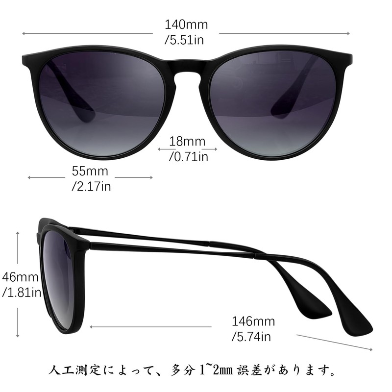 Rimerakea Round Sunglasses, B: Matte Black/Gradient Gray