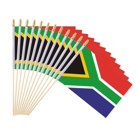 Ckexin 25Pack Small South Africa Flag Handheld Mini South African Flags on Stick 5x8 Inch