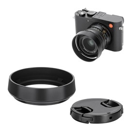 JJC Metal Screw-in Lens Hood for Leica Q3, Q3, 43, Q2 Q, Leica Q Compatible Lens Hood with Lens Cap, Black (Not Fit Original Lens Cap)