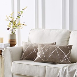 GIGIZAZA Decorative Couch Pillow Covers 20 x 20,Sofa Thick Cushion Pillow Covers,Square Brown Luxury Pillows 2 Set