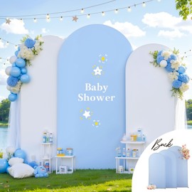 White Blue Arch Backdrop Cover Set of 3 Party Wedding Arch Covers Stretchy Backdrop 7.2FT 6.6FT 6FT Decorations Baby Shower Bridal Shower Photo Birthday Arch Stand Cover Spandex