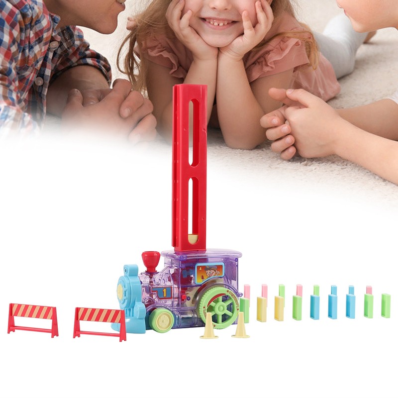 Domino Game Car Toy Set DIY Automatic Placement Domino Train