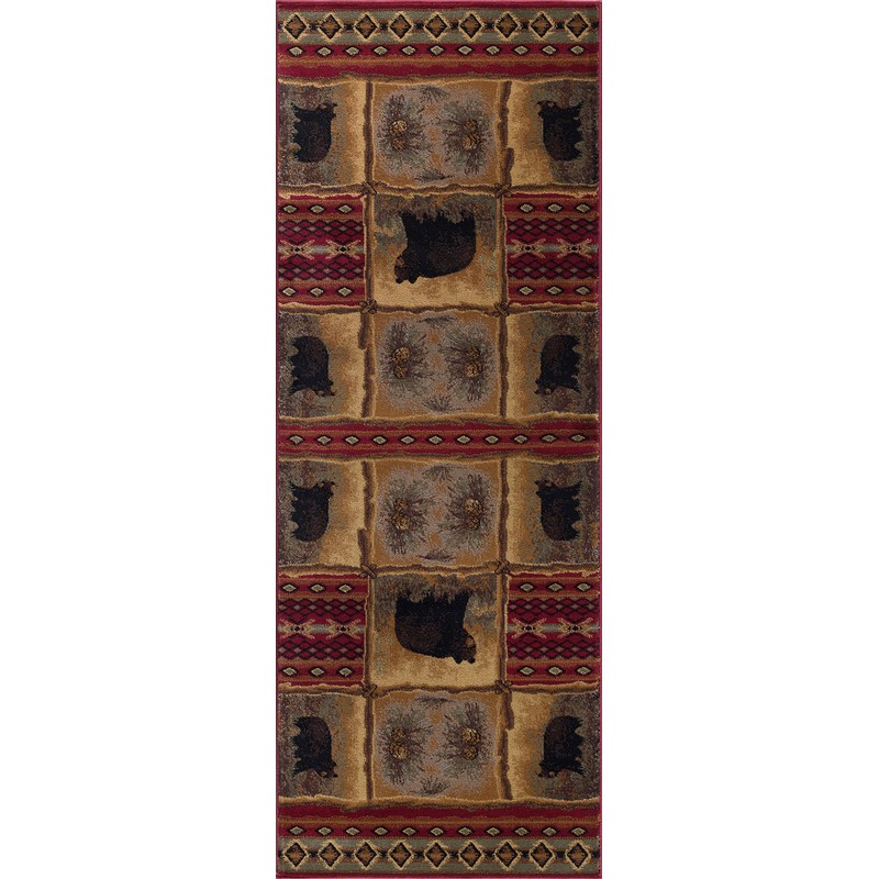 Sierra Bear Red 3x10 Runner Rug for Hallway & Walkway,
