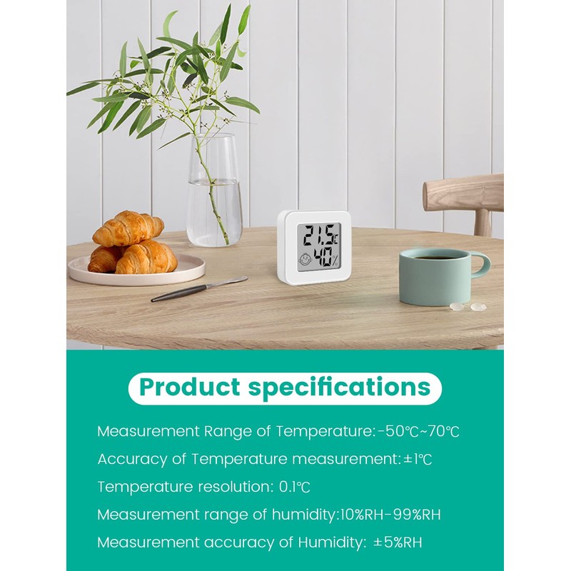 Mini Digital Thermometer Hygrometer Indoor Thermo-Hygrometer Moisture Meter (White-1 Piece)